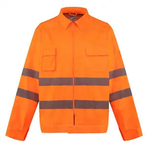 Orange Color Flame Retardant Hi Vis Personal Design Durable Comfortable Working Suit Workwear top with High collar