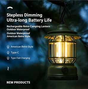 Lanterne de camping rétro rechargeable, étanche, lumière blanche chaude, éclairage portable pour tente extérieure, type COB, charge rapide type C - Product Image 2