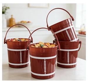 Seau en plastique réutilisable de 32 oz avec poignée, thème football américain, pour fêtes de tailgating, glace, vin, snacks, bière et boissons - Product Image 5