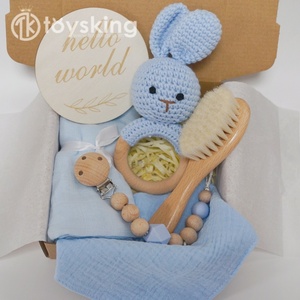 Bộ quà tặng đồ chơi mềm mại cho bé - Đồ chơi thú nhồi bông bằng cotton beech dễ thương kèm băng đô & khăn turban, 9 món dành cho bé 0-12 tháng (Trực tiếp từ nhà máy) - Product Image 6