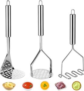 Juego de 3 Machacadores de Patatas - Machacador de Patatas de Acero Inoxidable, Utensilios de Cocina para Aguacate, Frijoles, Ensaladas y Verduras - Product Image 1