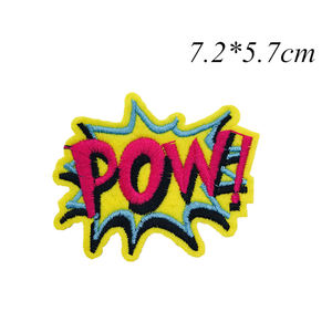 Gran oferta de parches bordados con letras al por mayor en Stock <span class=keywords><strong>WOW</strong></span> POW KISS <span class=keywords><strong>LOVE</strong></span>, insignia bordada con letras, parche para planchar - Product Image 4