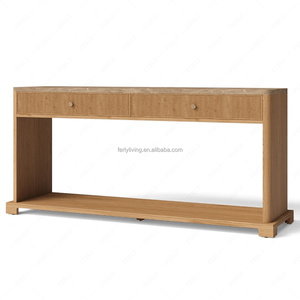 <span class=keywords><strong>Table</strong></span> <span class=keywords><strong>console</strong></span> à nervures FERLY Emperador avec tiroirs, <span class=keywords><strong>table</strong></span> moderne pour entrée, couloir, salon - Product Image 4