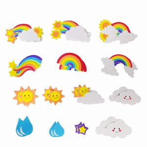 Autocollants en mousse EVA décalcomanie patchs arcs-en-ciel nuages gouttes de <span class=keywords><strong>soleil</strong></span> étoiles Kawai découpé pour les tout-petits 28 pièces - Product Image 2
