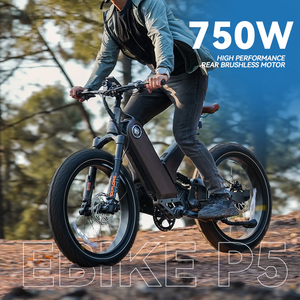 Bicicleta Eléctrica Híbrida con Neumáticos Anchos, 7 Velocidades, Sensor de Torque, 750W, 24 Pulgadas, Asistencia al Pedaleo, Disponible en Almacén de EE. UU. - Product Image 2