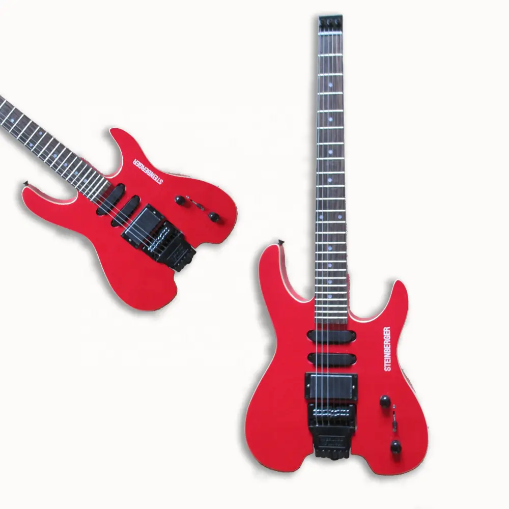 China customized wood electrical guitar kit without head red no rocker electric guitar