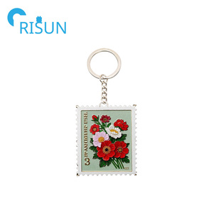 Portachiavi con Logo personalizzato con fiore personalizzato fin troppo bene portachiavi portachiavi con Logo personalizzato carta Co Cat Love francobollo Llavero - Product Image 4