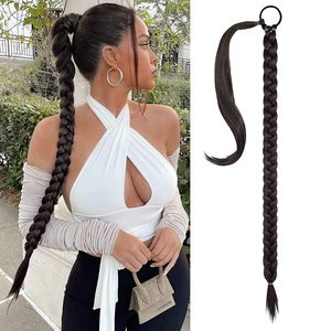 Vente en gros directe perruque tresse nouvelle mode fibre chimique femmes longue trame unique tressé queue de cheval perruque - Product Image 1