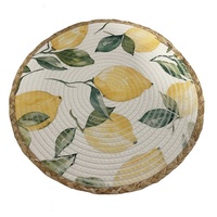 Set de table rond en corde de coton de 35 cm, moderne, fait main, écologique, lavable, pour la décoration de la maison et de la cuisine, avec impression de lapin adorable