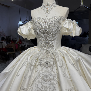 Lsoy032 Nouvelle Robe de Mariée Romantique en Satin Lourd à Manches Bouffantes, Jupe Volumineuse, Robe de Mariée Haut de Gamme Jancember - Product Image 1
