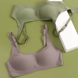 Sujetador de gel de una pieza cómodo, fino, sin costuras, de punto, con espalda en U, suave, transpirable, sin aros, para uso diario, copa 3/4, con almohadillas extraíbles - Product Image 1