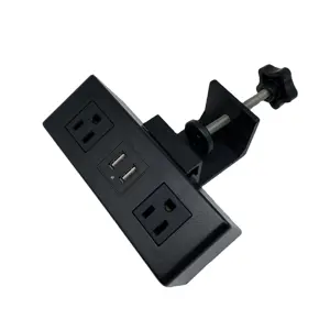 Two USB office desktop sockets with desktop clip, 5V 2A desk surface mounted socket