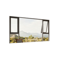 Ventana Abatible y Giratoria de Aluminio con Rotura de Puente Térmico, Ventana Abatible Interior, Doble Vidrio Templado, Aislamiento Acústico para Villa