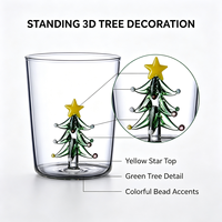 Verre à jus créatif en forme d'arbre de Noël tridimensionnel, simple paroi, en verre borosilicate transparent de haute qualité pour la maison