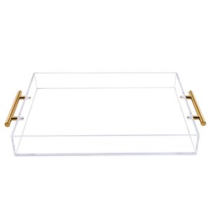 Vassoio di Servizio in Acrilico con Manici Dorati, Vassoio Acrilico Robusto di Grande Capacità per Caffè, Succhi, Organizzatore per <span class=keywords><strong>Cucina</strong></span> <span class=keywords><strong>e</strong></span> Scrivania - Product Image 2