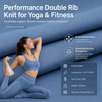 Tela de Punto de Poliéster y Elastano C42/T51/SP7 40S, Tela de Algodón y Elastano de 345 g/m², Tela Elástica en 4 Direcciones para Sujetadores Deportivos y Leggings