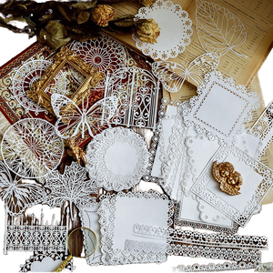 8 pièces de papier autocollant en dentelle ajourée, série <span class=keywords><strong>Alice</strong></span> Tea Party, carnet, <span class=keywords><strong>journal</strong></span>, matériel de <span class=keywords><strong>d</strong></span>écoration DIY, lot de papier de base - Product Image 1