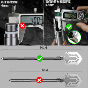 Pala Plegable Multifuncional para Exteriores, de Aluminio, Táctica, para Campismo y Supervivencia, D14 27, Acero con Alto Contenido de Carbono - Product Image 4
