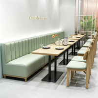Ensemble de meubles de restaurant moderne, canapé en cuir PU, table à manger, chaises, structure en métal