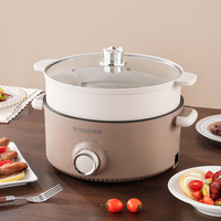 Casserole électrique 3L et poêle électrique multifonctionnelle 24cm, revêtement antiadhésif, multicuiseur électrique, boîte en carton, verre trempé