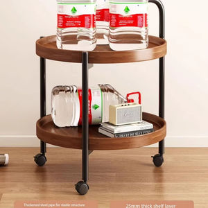 <span class=keywords><strong>Table</strong></span> d'appoint roulante à 2 niveaux, <span class=keywords><strong>table</strong></span> d'appoint ronde mobile avec <span class=keywords><strong>roulettes</strong></span>, chariot de service pour salon, chambre à coucher - Product Image 3