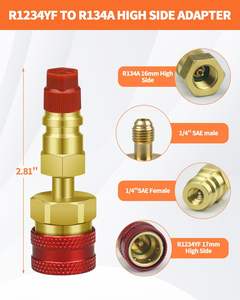 Sistema de <span class=keywords><strong>aire</strong></span> <span class=keywords><strong>acondicionado</strong></span> de <span class=keywords><strong>carga</strong></span> de CA para <span class=keywords><strong>coche</strong></span> de cobre, <span class=keywords><strong>Kit</strong></span> de conversión de acoplador rápido R1234YF R134A, Conector de lado alto y bajo, nueva condición - Product Image 4
