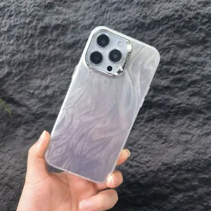 New down pattern plating lens protective case for Apple 14pro silver wavy zigzag mobile phone cover for Iphone 11 12 13 pro 15+