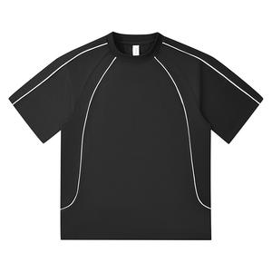 240g di cotone puro t-shirt da uomo a maniche corte stile americano colori a contrasto linea di tendenza nazionale High <span class=keywords><strong>Street</strong></span> Top - Product Image 5