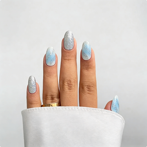 Pegatinas de Uñas de Gel Premium sin Rayos UV, <span class=keywords><strong>Tiras</strong></span> de Gel con Purpurina Azul Plateada Fresca, Resistentes a los Golpes, para Importadores Mayoristas - Product Image 2