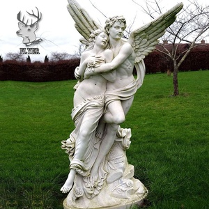 Statue en marbre naturel de la mythologie grecque célèbre, Cupidon et <span class=keywords><strong>Psyché</strong></span> grandeur nature - Product Image 1
