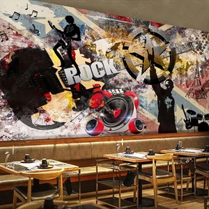 Papel Tapiz Autoadhesivo 3D Impermeable con Diseño de Graffiti Rock, Música y Botánica Moderna para el Fondo de la Sala de Estar - Product Image 2