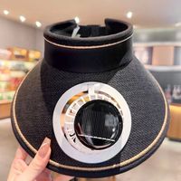 Visera de Sol para Mujer con Ventilador de Energía Solar Recargable, Sombrero de Paja con Visera Abierta para Verano y Actividades al Aire Libre