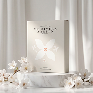 Masque en tissu coréen Mooivera Abelio pour peaux sensibles, végétalien et halal, 10 pièces, à l'extrait de forsythia, éclaircissant, anti-âge et hydratant - Product Image 3