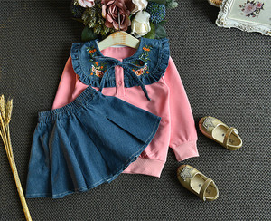 Conjunto de 2 Piezas de Vestido de Mezclilla de Manga Larga para Bebés, Listo para Usar, con Lazo, como Producto Nuevo, Compra en Línea - Product Image 3