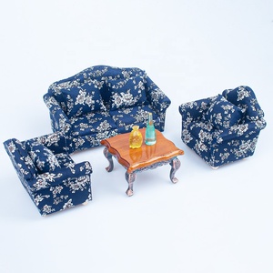 Meubles de <span class=keywords><strong>maison</strong></span> de poupée en peluche miniature 1/12, kit de canapé 3 pièces avec oreiller, jouets miniatures DIY pour salon - Product Image 3