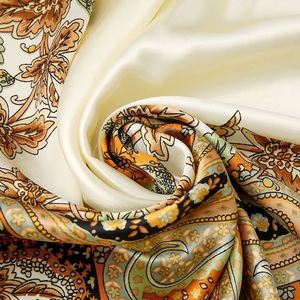 Foulard en satin <span class=keywords><strong>vintage</strong></span> européen et américain pour femmes, 90 jacquard, foulard de tête, motif géométrique en noix de cajou, imprimé, imitation soie, été - Product Image 2