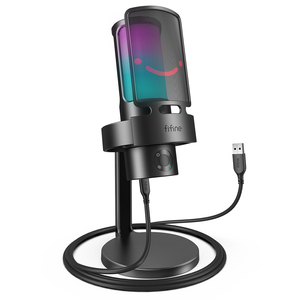 Microphone à condensateur USB <span class=keywords><strong>FIFINE</strong></span> AmpliGame <span class=keywords><strong>A8</strong></span> Plus, 4 directeurs polaires, micro de bureau RGB pour gaming avec prise casque - Product Image 1