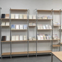 Étagères murales modulaires en aluminium et contreplaqué de bouleau pour exposition, idéales pour les boutiques de cadeaux et salles d'exposition
