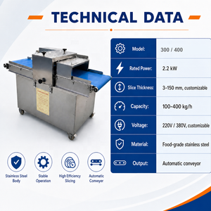 Machine à trancher la viande fraîche commerciale 2,2 kW, machine automatique pour couper les steaks <span class=keywords><strong>de</strong></span> bœuf et les filets <span class=keywords><strong>de</strong></span> poulet - Product Image 3