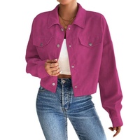 Veste Courte Décontractée en Velours Côtelé à Revers pour Femme, Style Européen et Américain, Automne-Hiver, Boutonnage Simple