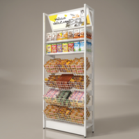 Présentoir Modulaire Métallique Tendance 2026 avec Panier à 4 Fils et Revêtement Époxy, Idéal pour Supermarchés et Magasins d'Alimentation, Robuste et Personnalisable