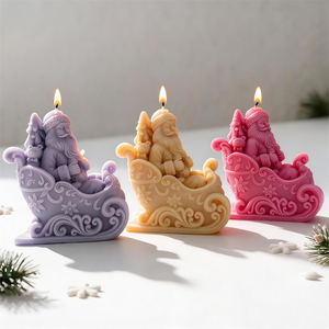 Moule en silicone Père Noël assis dans un traîneau pour bougie, moule DIY pour moulage de béton et résine, décoration d'intérieur - Product Image 3