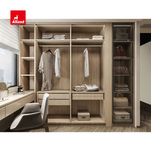 Armario Abierto Modular de Diseño Moderno Allandcabinet con Acabado en Madera Paralela, Puerta de Vidrio y Escritorio - Product Image 2