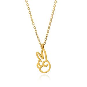 قلادة إشارة النصر الجديدة من لينسي، قلادات من الفولاذ المقاوم للصدأ بتصميم الإشارة بالإصبع، مجوهرات فاخرة للنساء كهدايا - Product Image 1