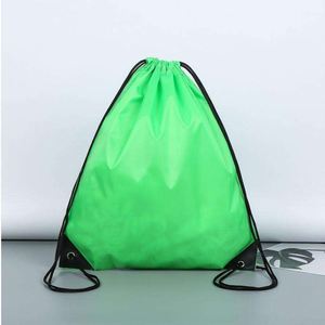 Custom Logo Unisex Oxford 210T Foldable Portable Eco-Friendly <b>Drawstring</b> Simple Sport Shopping Storage <b>Backpack</b> Promotional - Product Image 1