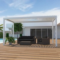 Pergola motorisée moderne de luxe, imperméable et résistante à la pluie, avec lames en aluminium pour l'extérieur