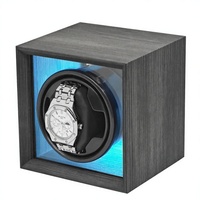 Boîte à remontoir de montre portable mini avec moteur silencieux, rotateur automatique de montre avec lumière LED bleue et vitrine en verre
