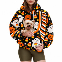 Sweat à capuche unisexe en polaire polyester à manches longues avec poche kangourou pour animaux de compagnie