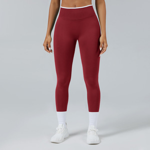<span class=keywords><strong>Legging</strong></span> de yoga taille haute sans couture pour <span class=keywords><strong>femme</strong></span>, effet galbe fessier, séchage rapide, taille élastique, en lin uni, idéal pour la course et les sports de plein air - Product Image 4