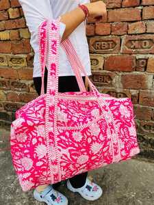 Sac de voyage matelassé en coton, fait main, élégant, grande capacité, léger, durable, pour les voyages de week-end, la salle de sport ou l'usage quotidien - Product Image 4